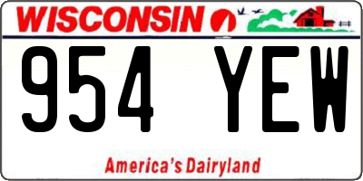WI license plate 954YEW