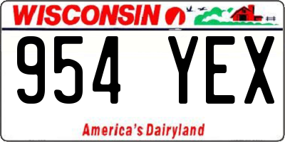WI license plate 954YEX