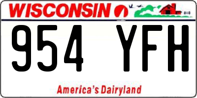 WI license plate 954YFH