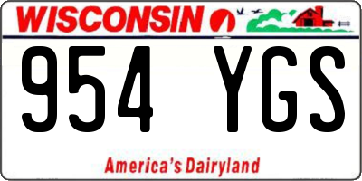 WI license plate 954YGS