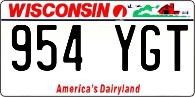 WI license plate 954YGT