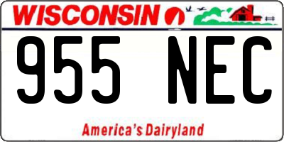 WI license plate 955NEC