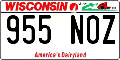 WI license plate 955NOZ