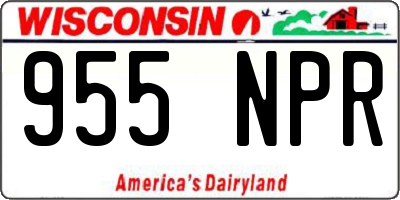 WI license plate 955NPR