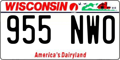 WI license plate 955NWO