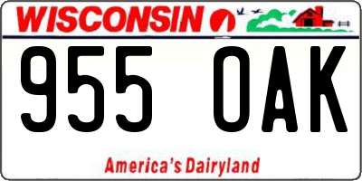 WI license plate 955OAK