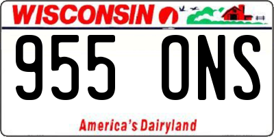 WI license plate 955ONS