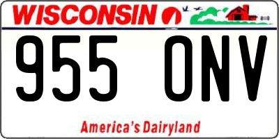 WI license plate 955ONV