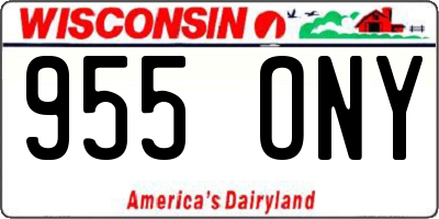 WI license plate 955ONY