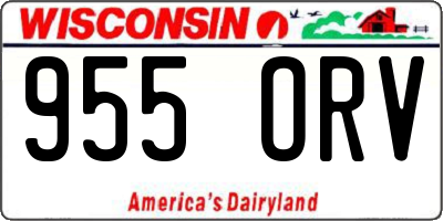 WI license plate 955ORV