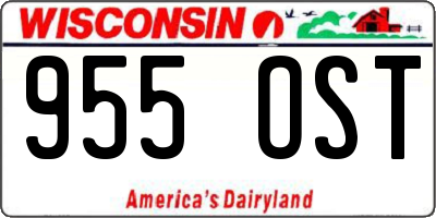 WI license plate 955OST