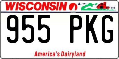 WI license plate 955PKG