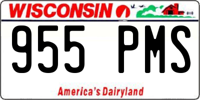 WI license plate 955PMS
