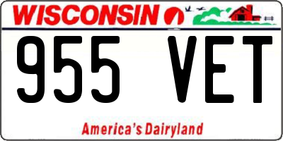 WI license plate 955VET