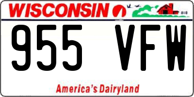 WI license plate 955VFW