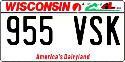 WI license plate 955VSK