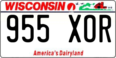 WI license plate 955XOR