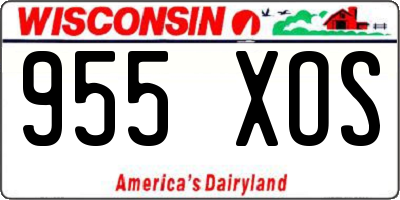 WI license plate 955XOS