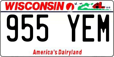 WI license plate 955YEM
