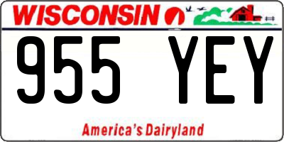 WI license plate 955YEY