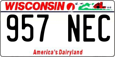 WI license plate 957NEC