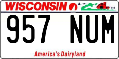 WI license plate 957NUM