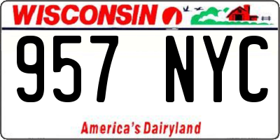 WI license plate 957NYC