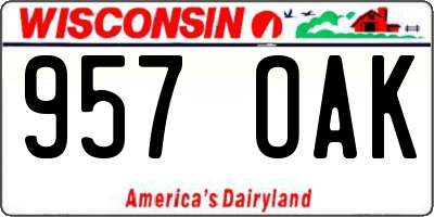 WI license plate 957OAK