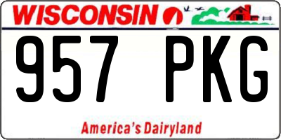 WI license plate 957PKG