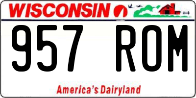 WI license plate 957ROM