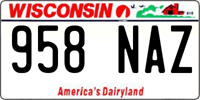 WI license plate 958NAZ