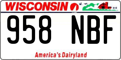WI license plate 958NBF