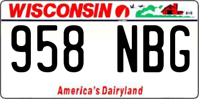 WI license plate 958NBG