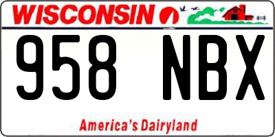 WI license plate 958NBX