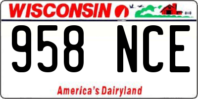 WI license plate 958NCE