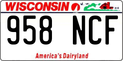 WI license plate 958NCF