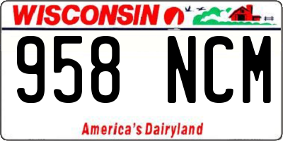WI license plate 958NCM