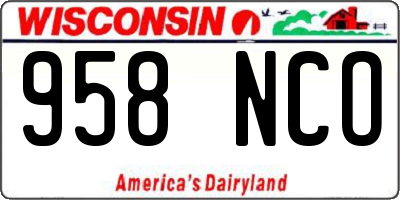 WI license plate 958NCO