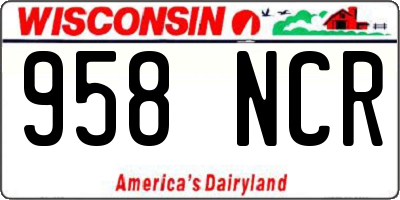 WI license plate 958NCR