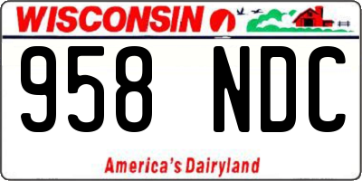 WI license plate 958NDC