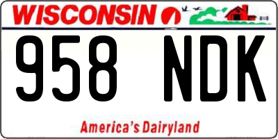 WI license plate 958NDK