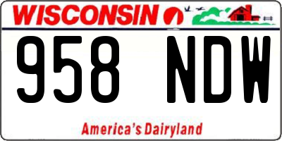 WI license plate 958NDW