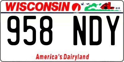 WI license plate 958NDY