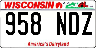 WI license plate 958NDZ