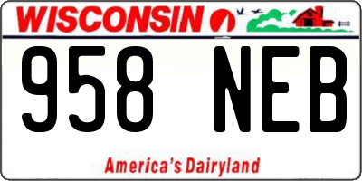 WI license plate 958NEB