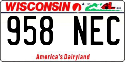 WI license plate 958NEC