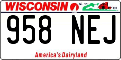 WI license plate 958NEJ