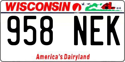 WI license plate 958NEK