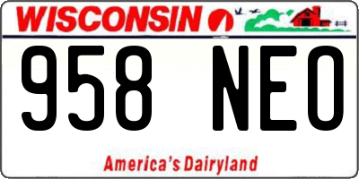 WI license plate 958NEO