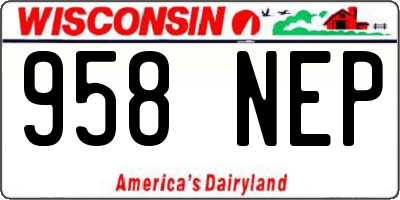 WI license plate 958NEP